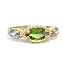 Peridot Milgrain Marquise 14K Yellow Gold ring R5700