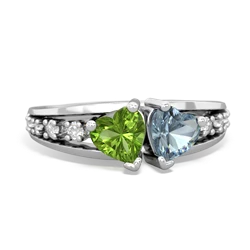 Peridot Heart To Heart 14K White Gold ring R3342