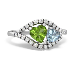 Peridot Mother And Child 14K White Gold ring R3010