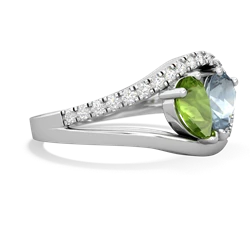 Peridot Nestled Heart Keepsake 14K White Gold ring R5650