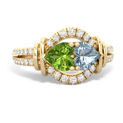 Peridot Art-Deco Keepsake 14K Yellow Gold ring R5630