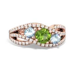 Peridot Three Stone Aurora 14K Rose Gold ring R3080