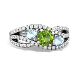 Peridot Three Stone Aurora 14K White Gold ring R3080