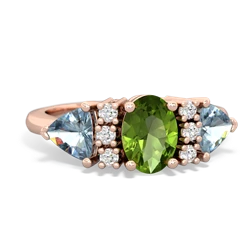 Peridot Antique Style Three Stone 14K Rose Gold ring R2186