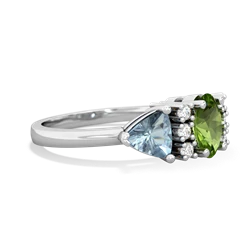 Peridot Antique Style Three Stone 14K White Gold ring R2186