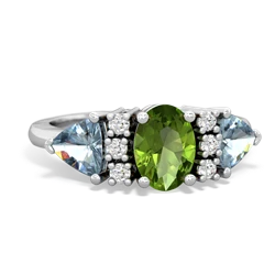 Peridot Antique Style Three Stone 14K White Gold ring R2186