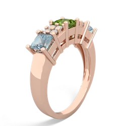 Peridot Three Stone Diamond Cluster 14K Rose Gold ring R2592