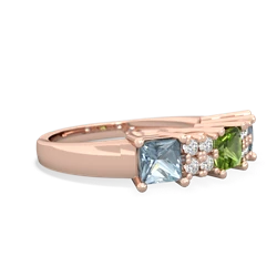 Peridot Three Stone Diamond Cluster 14K Rose Gold ring R2592