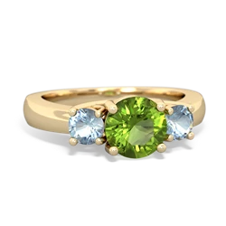 Peridot Three Stone Round Trellis 14K Yellow Gold ring R4018