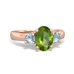 Peridot Three Stone Oval Trellis 14K Rose Gold ring R4024