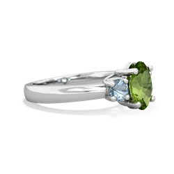 Peridot Three Stone Oval Trellis 14K White Gold ring R4024