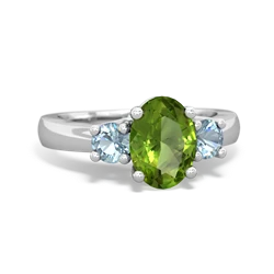 Peridot Three Stone Oval Trellis 14K White Gold ring R4024