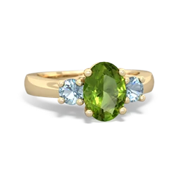 Peridot Three Stone Oval Trellis 14K Yellow Gold ring R4024