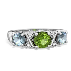 Peridot Hugs And Kisses 14K White Gold ring R5016