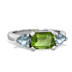 Peridot Three Stone 14K White Gold ring R5235