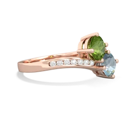 Peridot Channel Set Two Stone 14K Rose Gold ring R5303