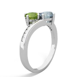 Peridot Channel Set Two Stone 14K White Gold ring R5303