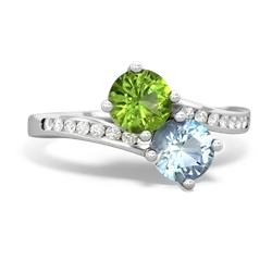 Peridot Channel Set Two Stone 14K White Gold ring R5303