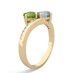 Peridot Channel Set Two Stone 14K Yellow Gold ring R5303