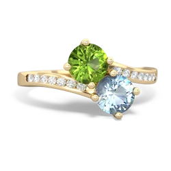 Peridot Channel Set Two Stone 14K Yellow Gold ring R5303