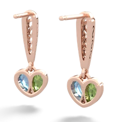 Peridot Filligree Heart 14K Rose Gold earrings E5070