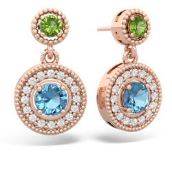 Peridot Halo Dangle 14K Rose Gold earrings E5319