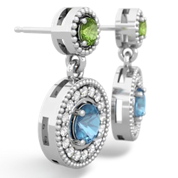 Peridot Halo Dangle 14K White Gold earrings E5319