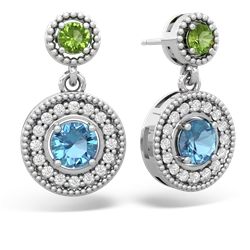 Peridot Halo Dangle 14K White Gold earrings E5319