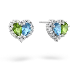 Peridot Halo 14K White Gold earrings E7008