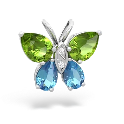 Peridot Butterfly 14K White Gold pendant P2215