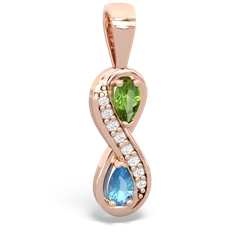 Peridot Diamond Infinity 14K Rose Gold pendant P5390