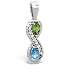 Peridot Diamond Infinity 14K White Gold pendant P5390