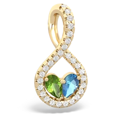 Peridot Pave Twist 'One Heart' 14K Yellow Gold pendant P5360