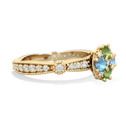 Peridot Sparkling Tiara Cluster 14K Yellow Gold ring R26293RD