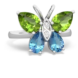 Peridot Butterfly 14K White Gold ring R2215