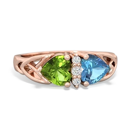 Peridot Celtic Knot Double Heart 14K Rose Gold ring R5040