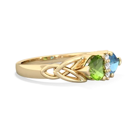 Peridot Celtic Knot Double Heart 14K Yellow Gold ring R5040