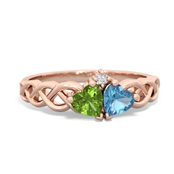 Peridot Heart To Heart Braid 14K Rose Gold ring R5870