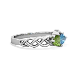 Peridot Heart To Heart Braid 14K White Gold ring R5870