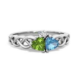 Peridot Heart To Heart Braid 14K White Gold ring R5870