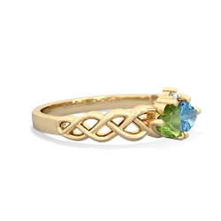 Peridot Heart To Heart Braid 14K Yellow Gold ring R5870