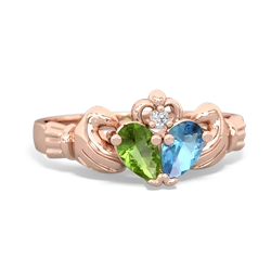 Peridot 'Our Heart' Claddagh 14K Rose Gold ring R2388