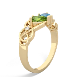 Peridot 'One Heart' Celtic Knot Claddagh 14K Yellow Gold ring R5322