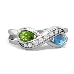 Peridot Diamond Infinity 14K White Gold ring R5390