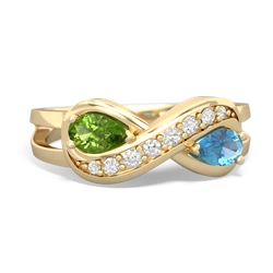 Peridot Diamond Infinity 14K Yellow Gold ring R5390