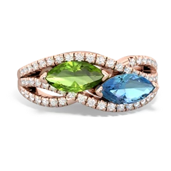 Peridot Diamond Rivers 14K Rose Gold ring R3070