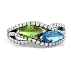 Peridot Diamond Rivers 14K White Gold ring R3070