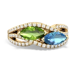 Peridot Diamond Rivers 14K Yellow Gold ring R3070