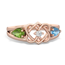 Peridot Hearts Intertwined 14K Rose Gold ring R5880