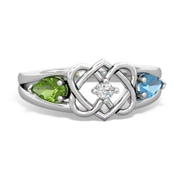 Peridot Hearts Intertwined 14K White Gold ring R5880